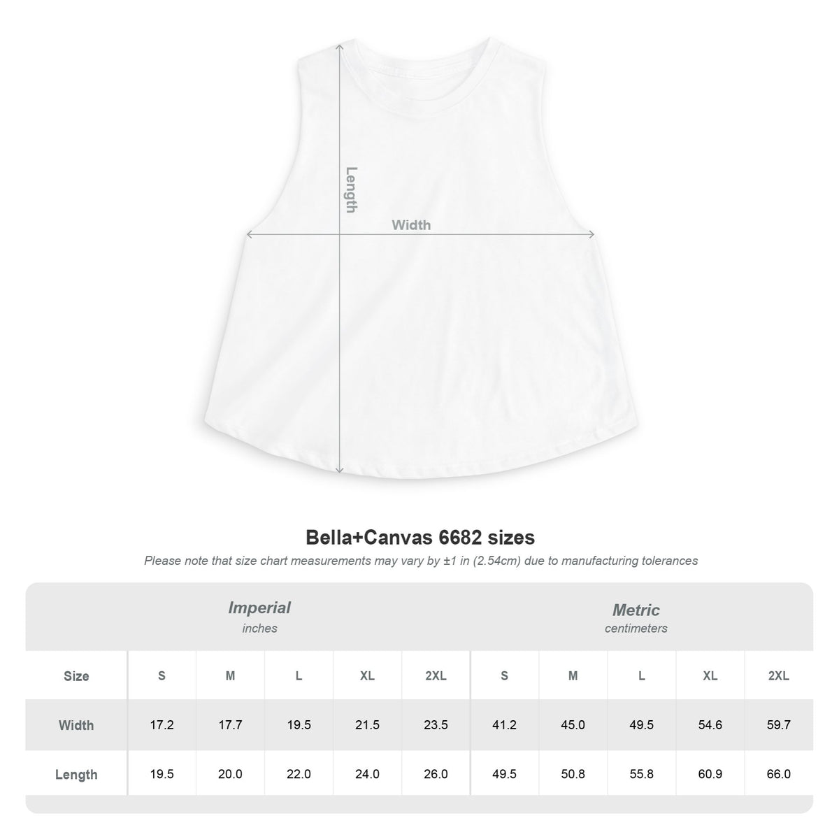 Minimal Logo Cropped Tank size chart