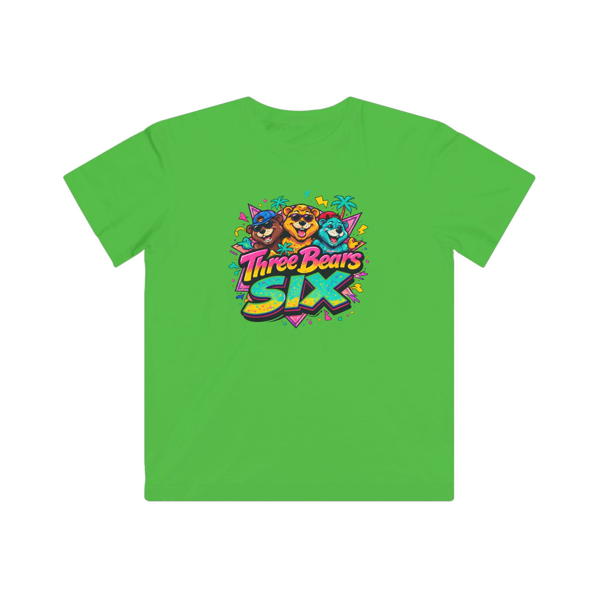 Three Bears SIX Kids Retro Bear Graphic Tee — Apple colour, product photo