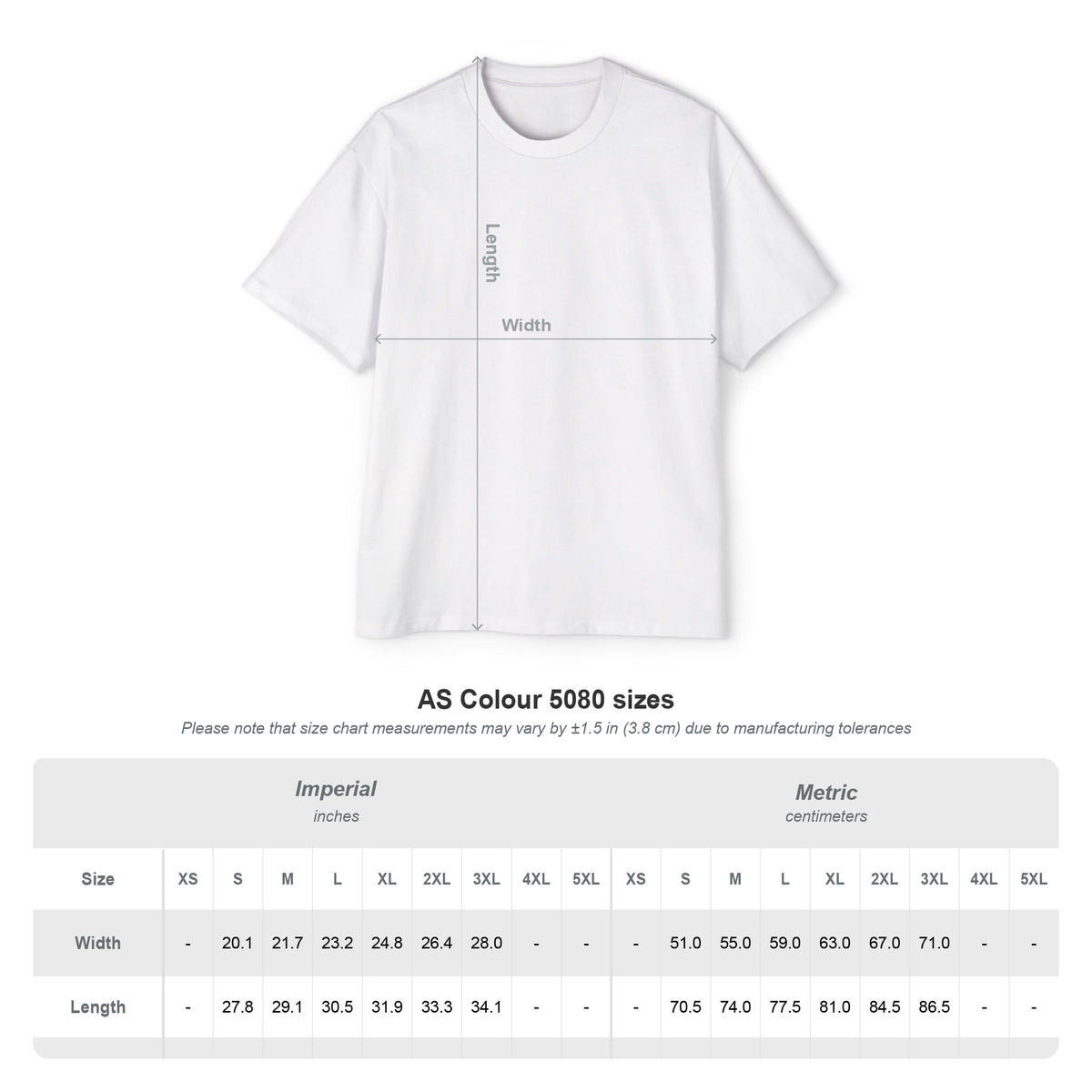 Trail Days SIX Oversized Sunset Tee size chart