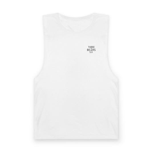 White Minimal Logo Tank Top, front flat lay