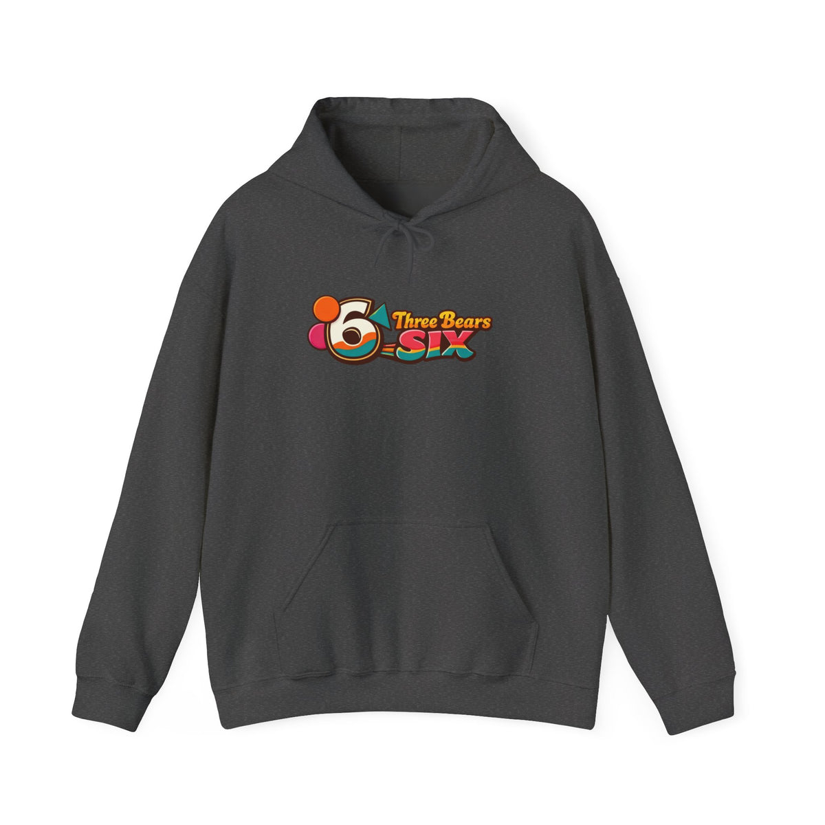 Dark Heather Retro Logo Hoodie, front flat lay