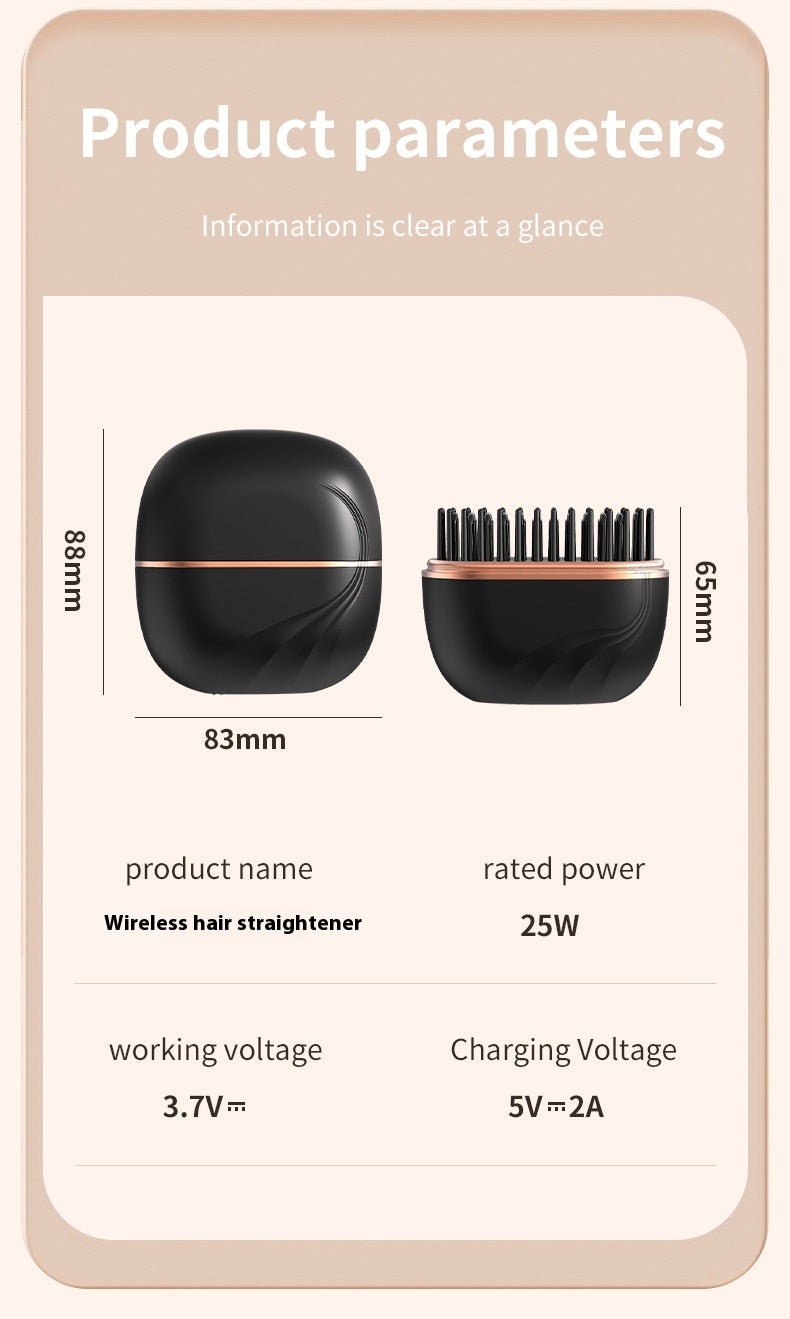 Mini straightening comb size guide: 88 x 83 mm with lid, 65 mm tall without