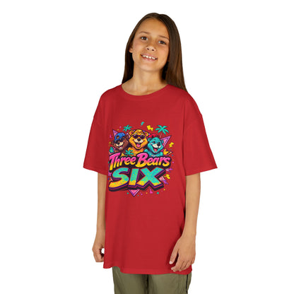 Three Bears SIX - Colourful Retro Cartoon Bear Birthday Tee
