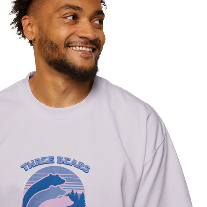 Retro Sunset Bear Graphic Tee — "Three Bears Six" Men’s Oversized T-Shirt