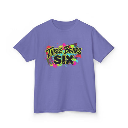 Kids T-Shirt — 'Three Bears Six' Neon Graffiti Birthday Tee