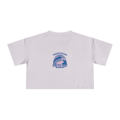Crop Tee — 'Three Bears Six' Retro Sunset Graphic