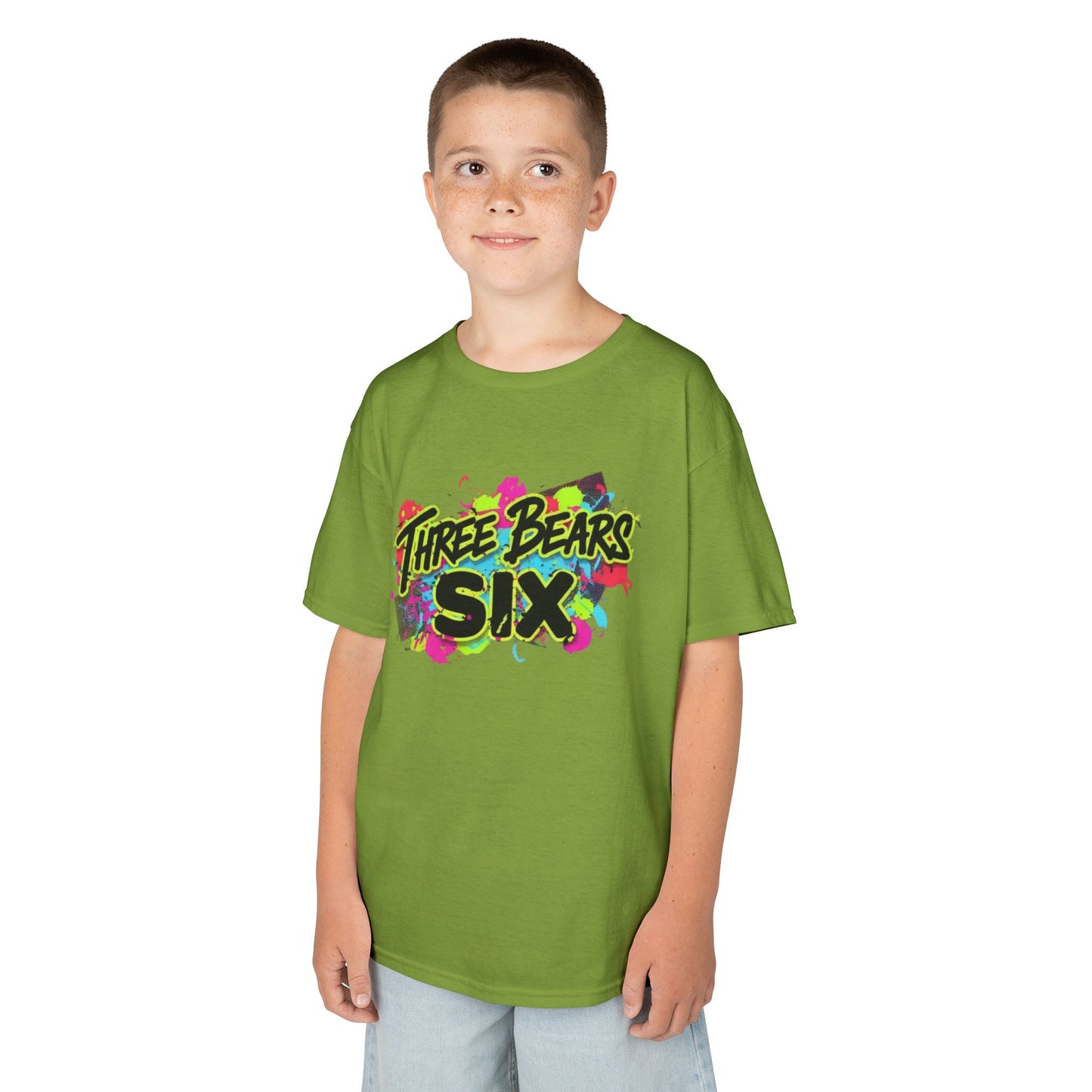 Kids T-Shirt — 'Three Bears Six' Neon Graffiti Birthday Tee