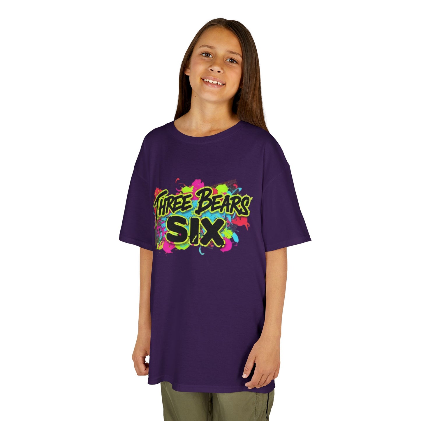Kids T-Shirt — 'Three Bears Six' Neon Graffiti Birthday Tee