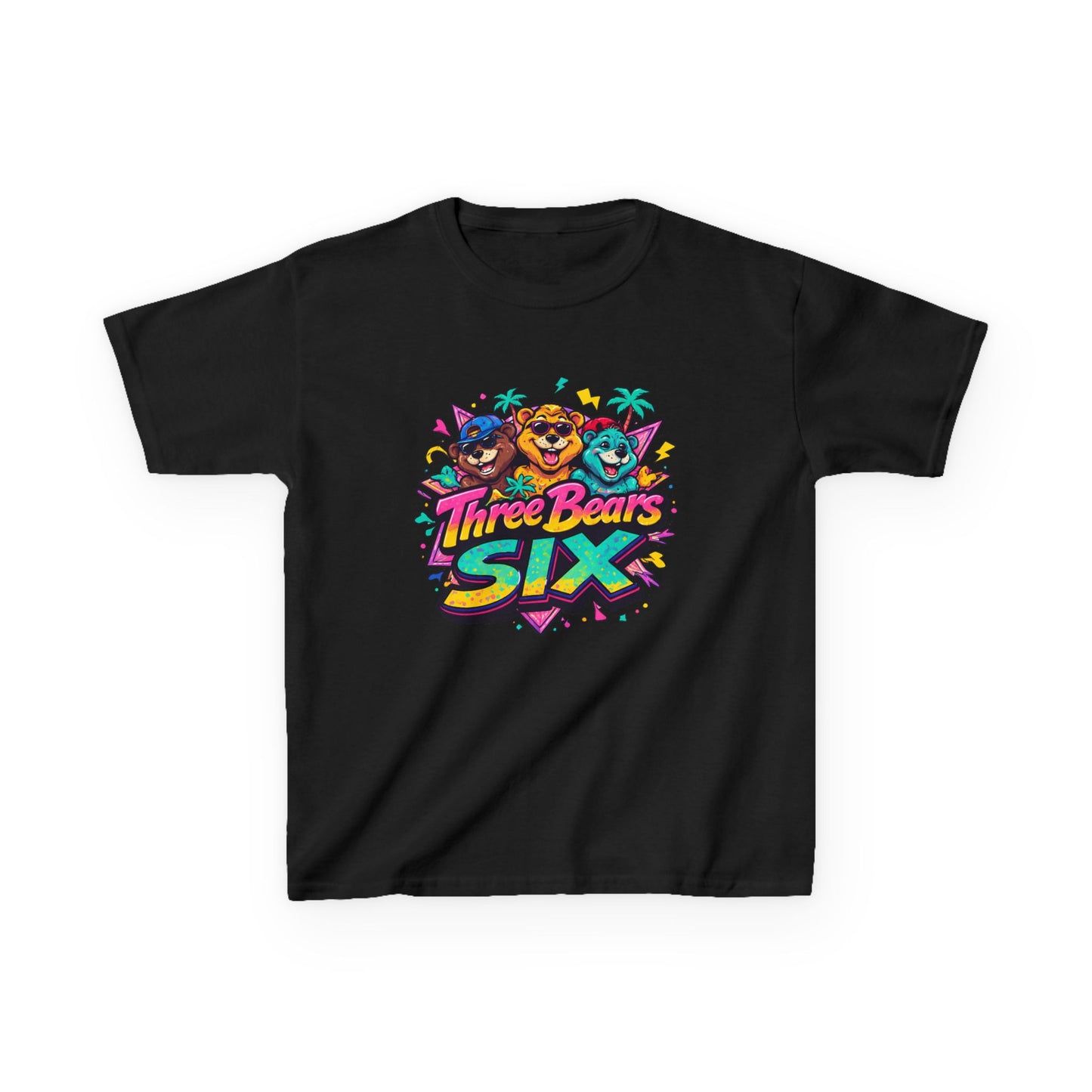 Three Bears SIX - Colourful Retro Cartoon Bear Birthday Tee