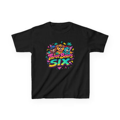 Three Bears SIX - Colourful Retro Cartoon Bear Birthday Tee