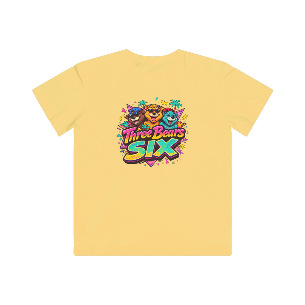 Three Bears SIX Kids Retro Bear Graphic Tee — Butter colour, product photo
