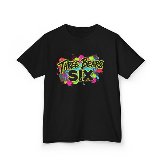Kids T-Shirt — 'Three Bears Six' Neon Graffiti Birthday Tee
