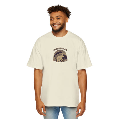 Retro Sunset Bear Graphic Tee — "Three Bears Six" Men’s Oversized T-Shirt