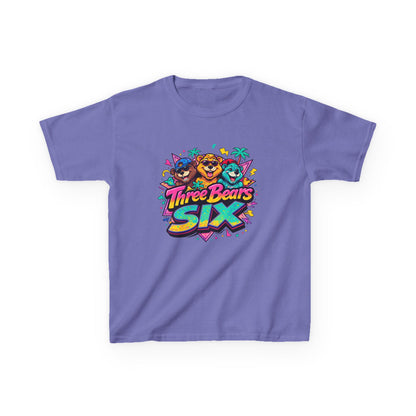 Three Bears SIX - Colourful Retro Cartoon Bear Birthday Tee