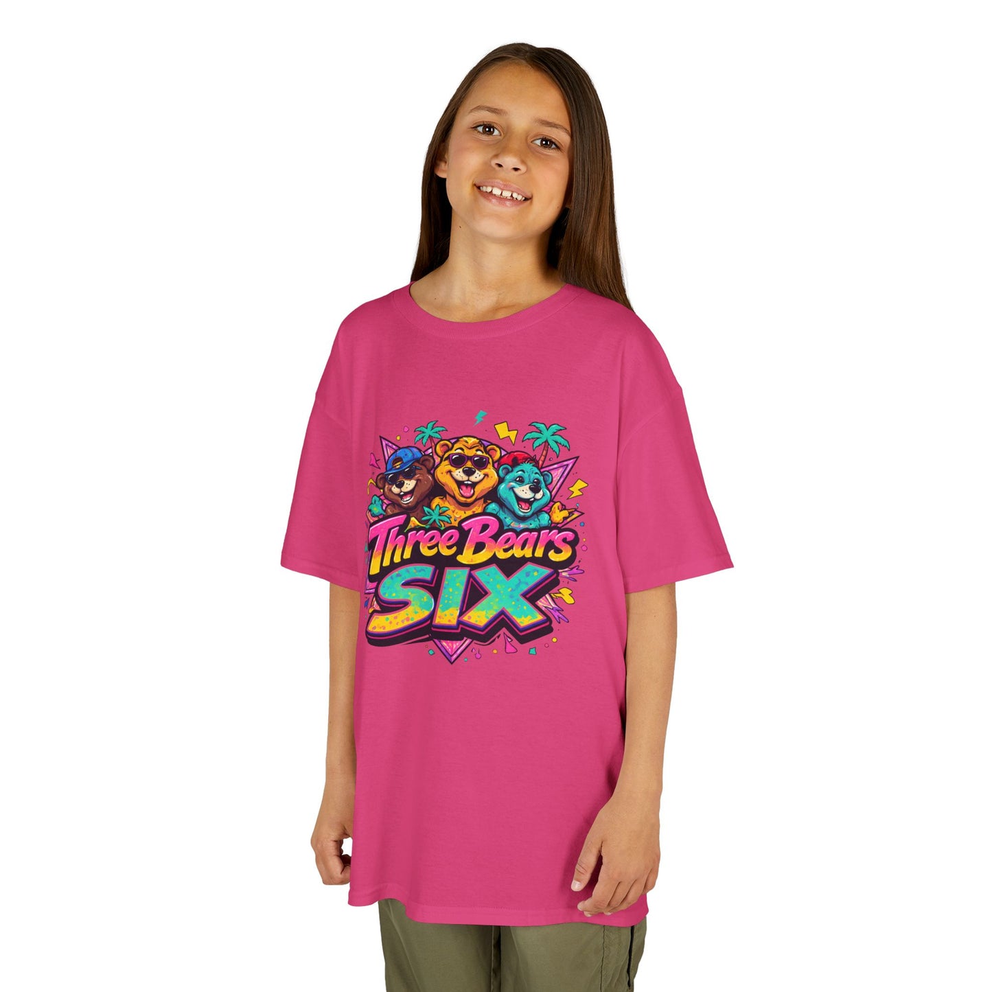 Three Bears SIX - Colourful Retro Cartoon Bear Birthday Tee