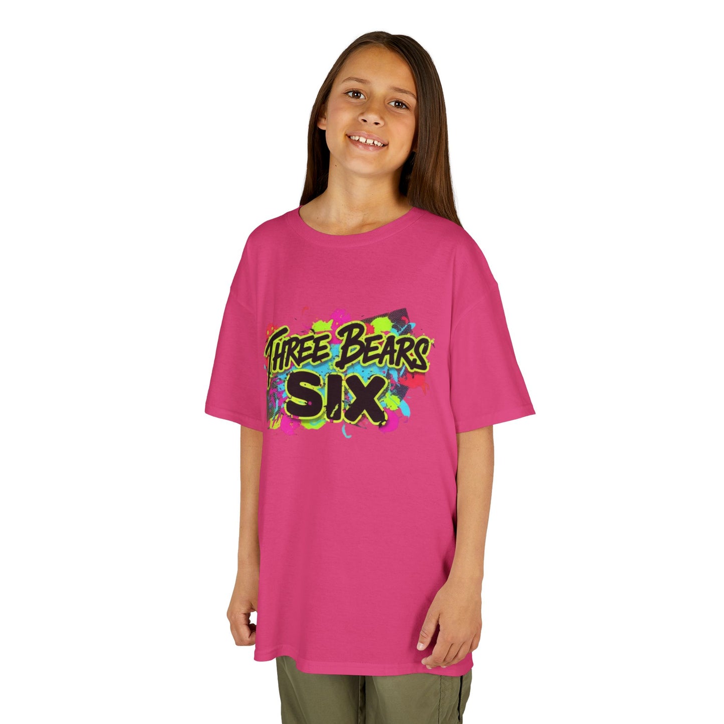 Kids T-Shirt — 'Three Bears Six' Neon Graffiti Birthday Tee