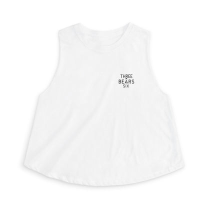 Women's Crop Top - Minimal 'Three Bears Six' Pocket Logo Tank