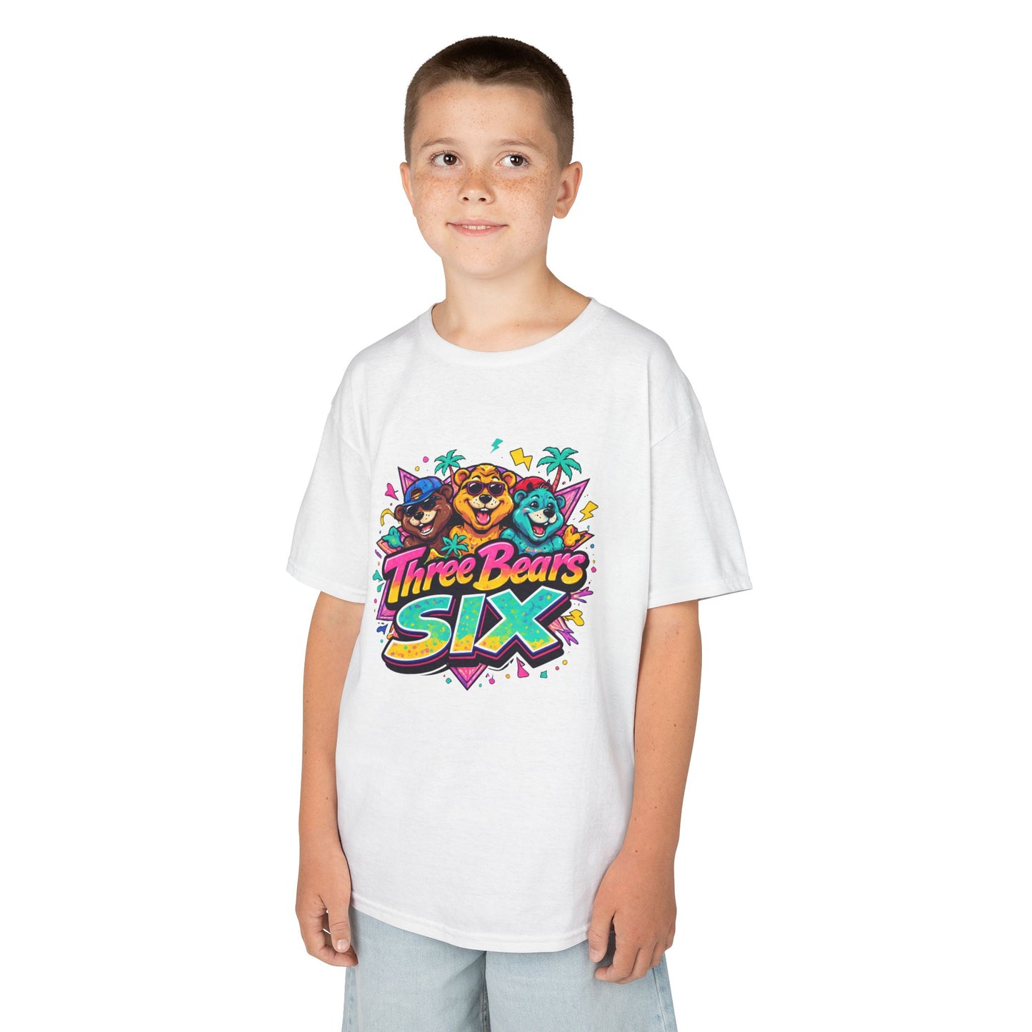 Three Bears SIX - Colourful Retro Cartoon Bear Birthday Tee