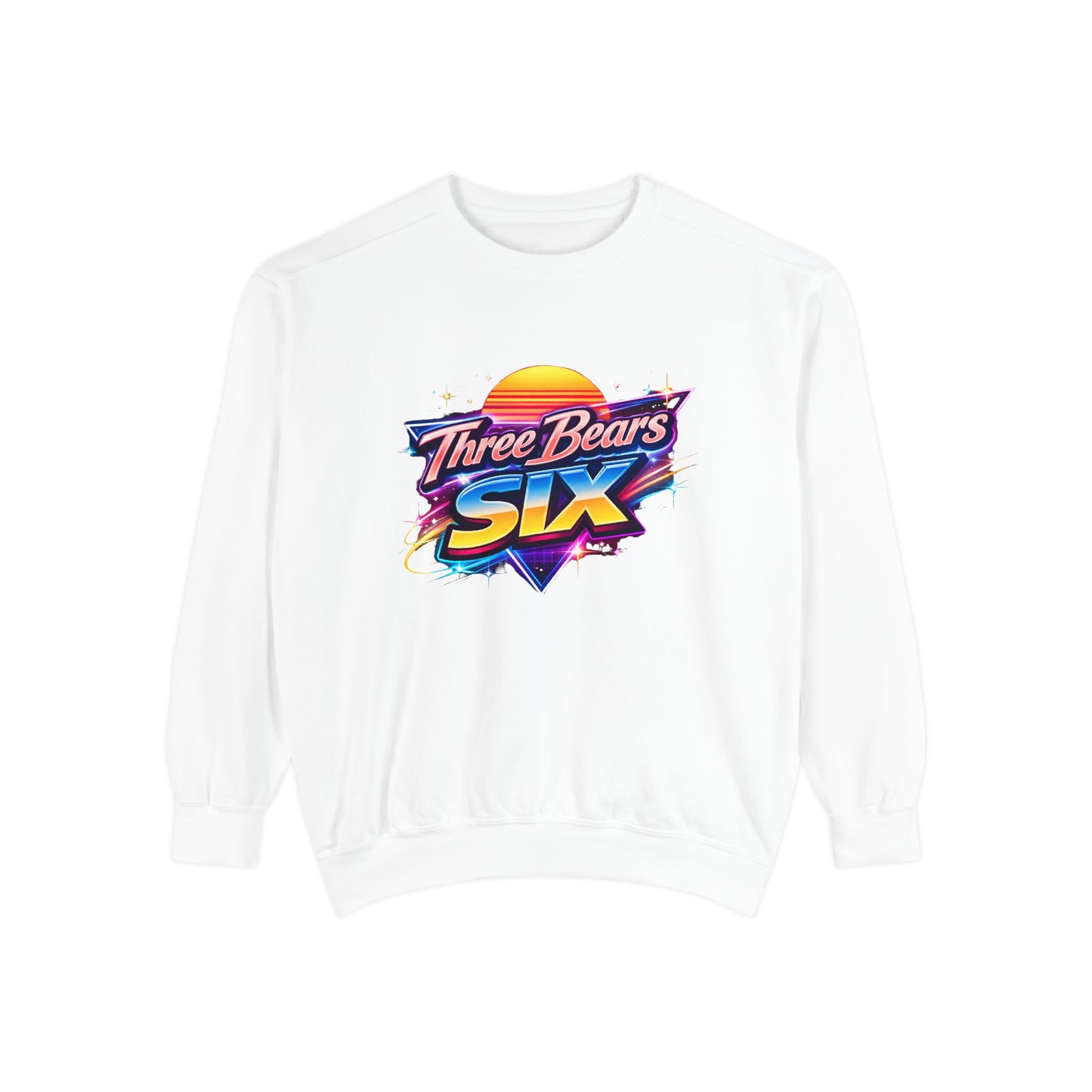 Three Bears Six Retro Logo Sweatshirt — 80s Sunset Graphic Pullover