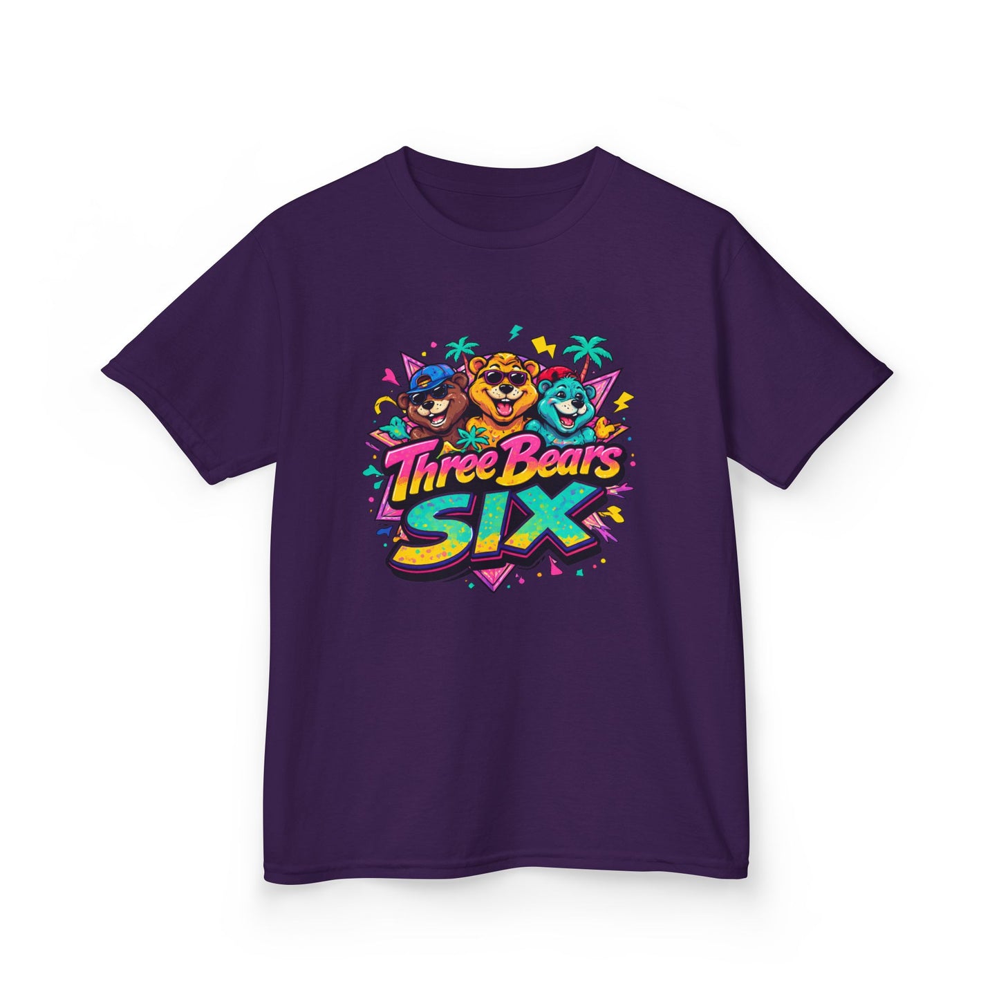 Three Bears SIX - Colourful Retro Cartoon Bear Birthday Tee