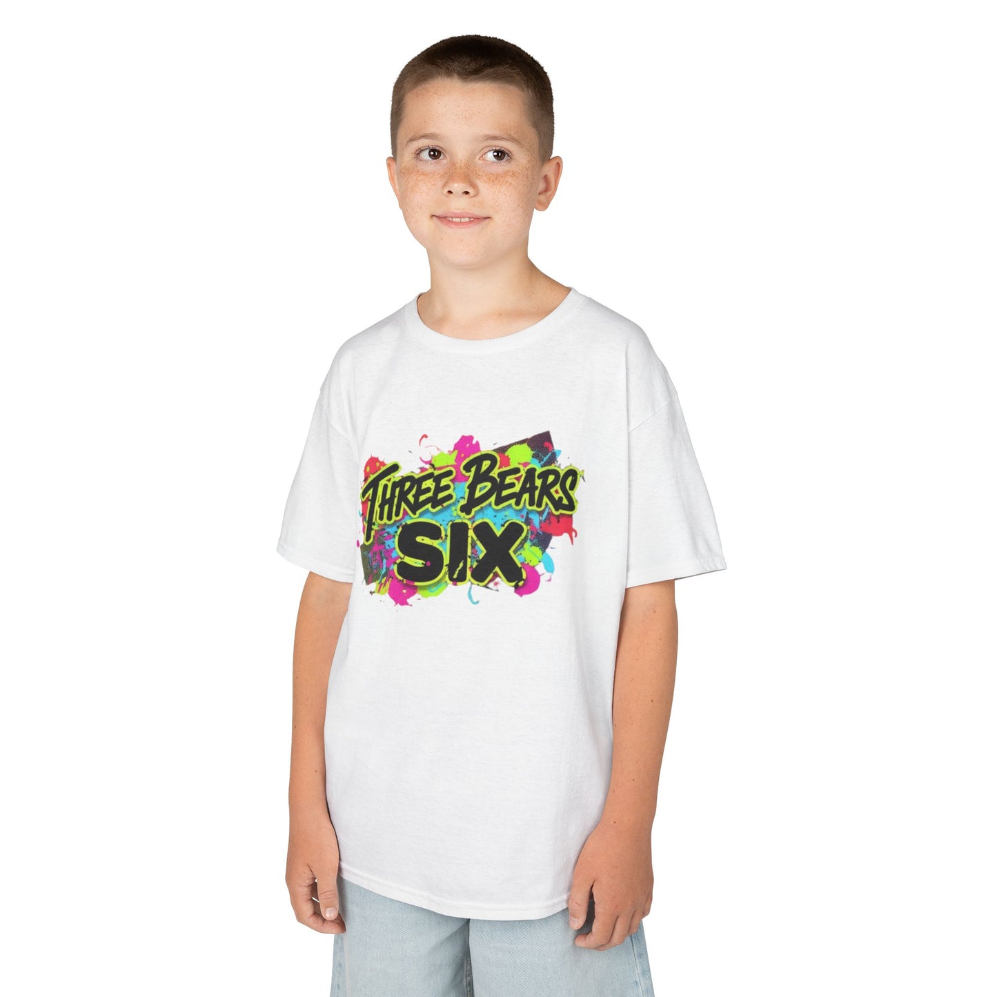 Kids T-Shirt — 'Three Bears Six' Neon Graffiti Birthday Tee