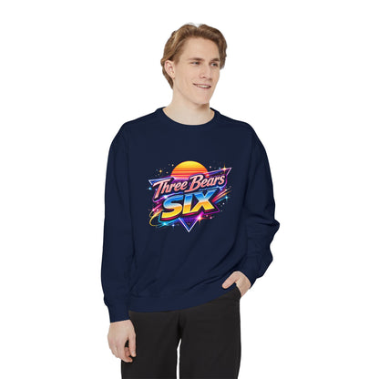 Three Bears Six Retro Logo Sweatshirt — 80s Sunset Graphic Pullover