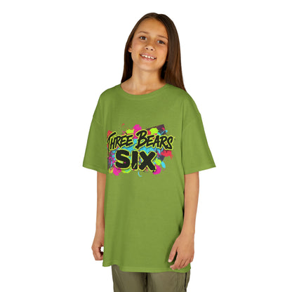 Kids T-Shirt — 'Three Bears Six' Neon Graffiti Birthday Tee