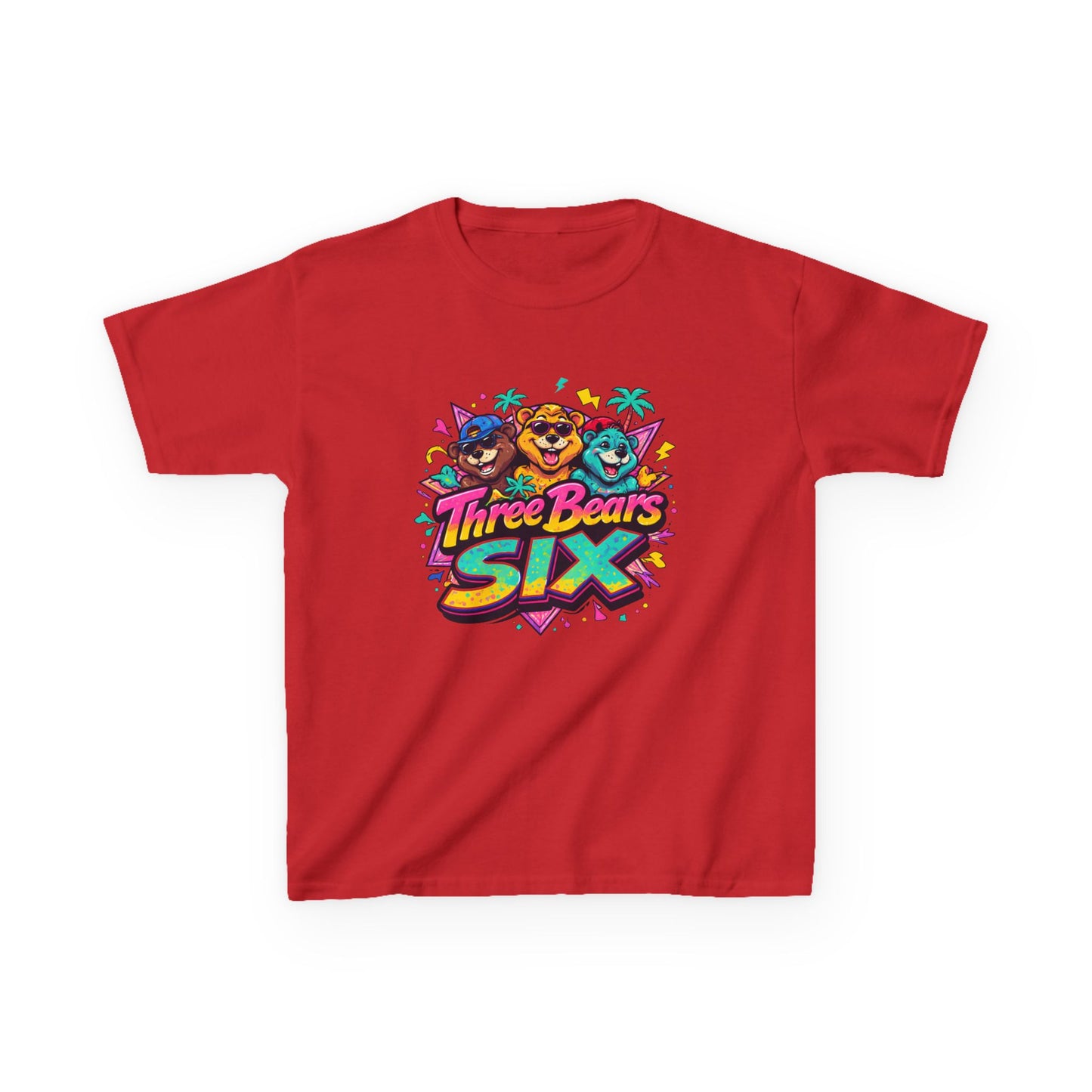 Three Bears SIX - Colourful Retro Cartoon Bear Birthday Tee