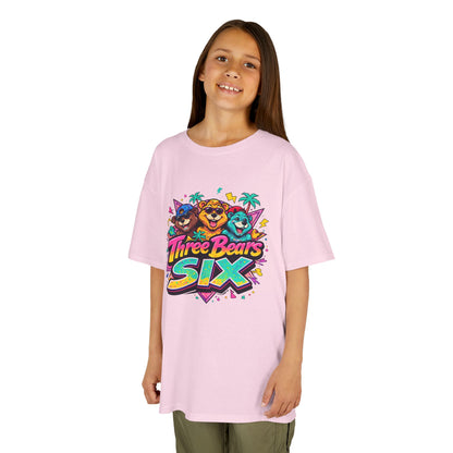 Three Bears SIX - Colourful Retro Cartoon Bear Birthday Tee