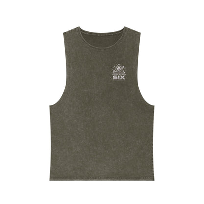 Stonewash Tank Top — 'Three Bears Six' Retro Space Logo