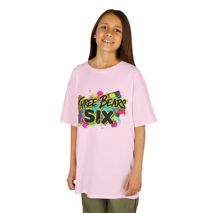 Kids T-Shirt — 'Three Bears Six' Neon Graffiti Birthday Tee