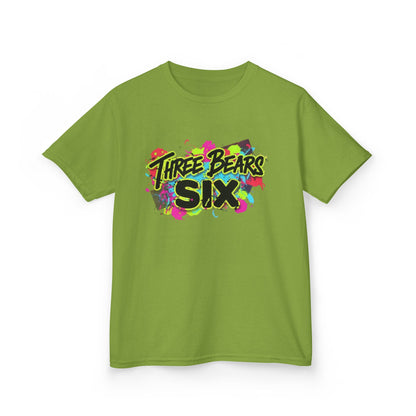 Kids T-Shirt — 'Three Bears Six' Neon Graffiti Birthday Tee