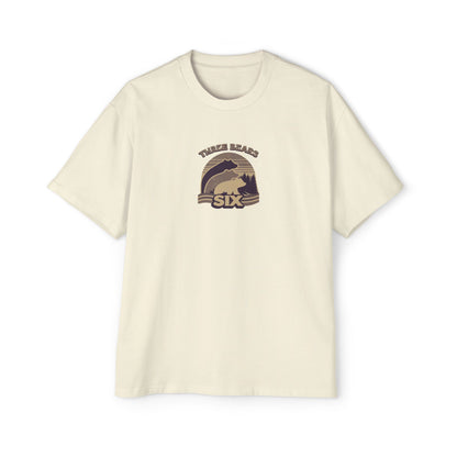 Retro Sunset Bear Graphic Tee — "Three Bears Six" Men’s Oversized T-Shirt