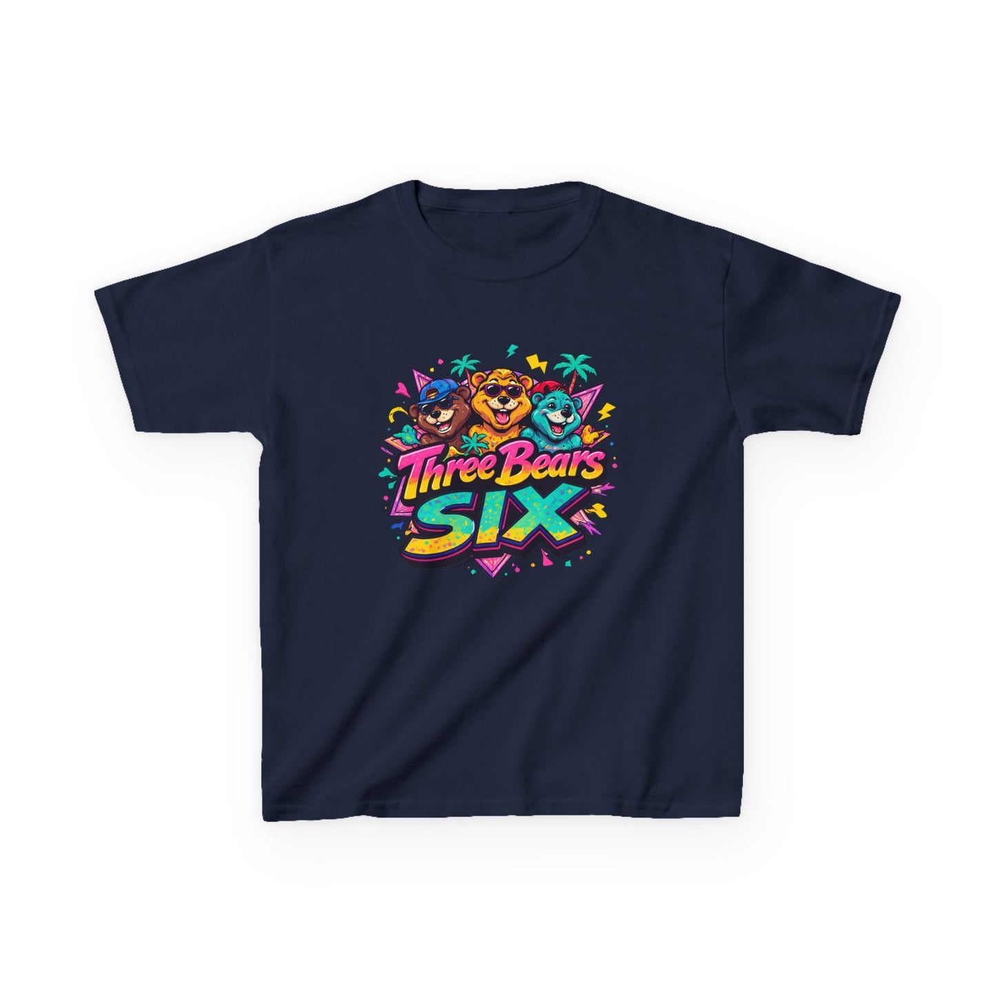 Three Bears SIX - Colourful Retro Cartoon Bear Birthday Tee