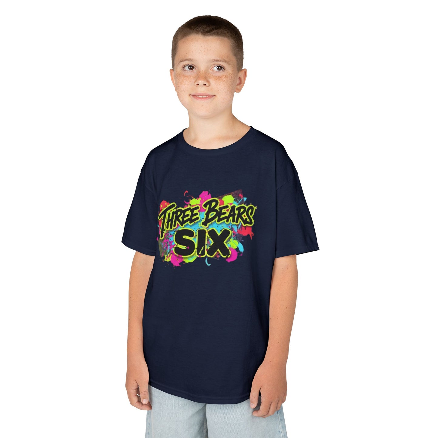 Kids T-Shirt — 'Three Bears Six' Neon Graffiti Birthday Tee