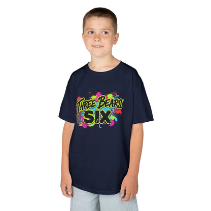 Kids T-Shirt — 'Three Bears Six' Neon Graffiti Birthday Tee