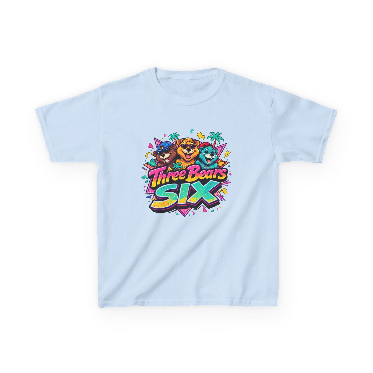 Three Bears SIX - Colourful Retro Cartoon Bear Birthday Tee