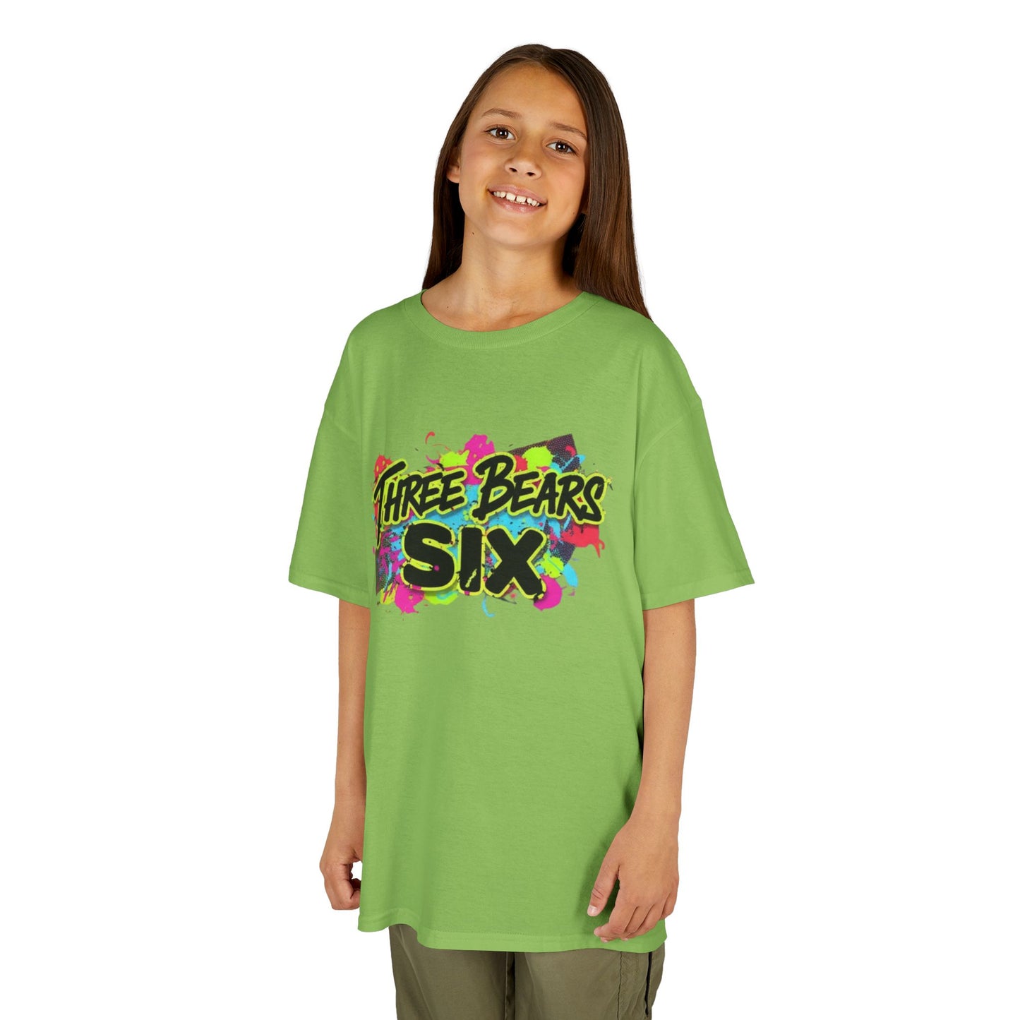 Kids T-Shirt — 'Three Bears Six' Neon Graffiti Birthday Tee