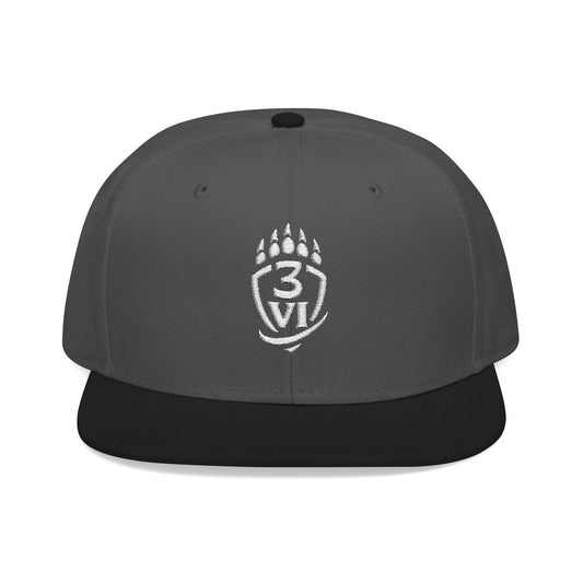 Black/Charcoal gray/Charcoal gray Flame Crest Snapback Cap, front view