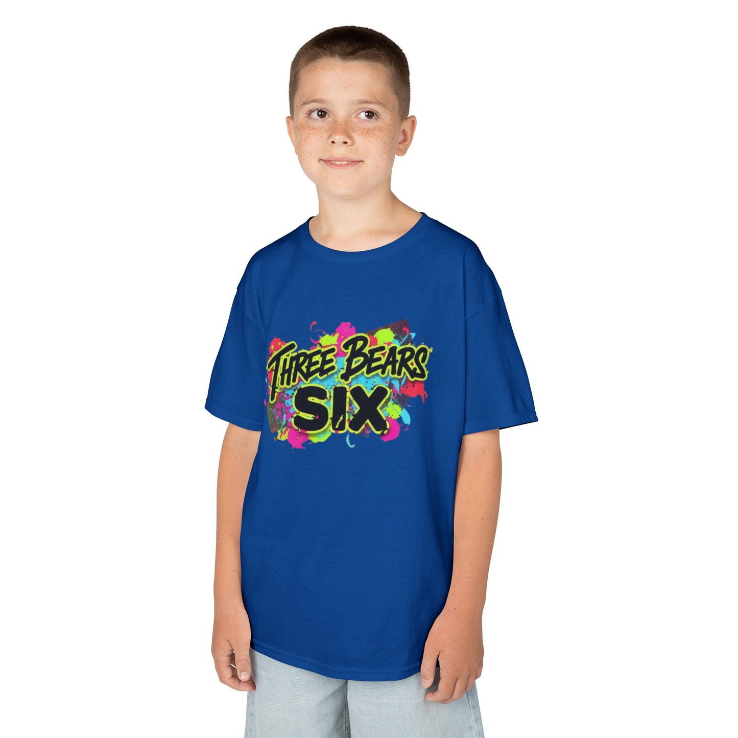 Kids T-Shirt — 'Three Bears Six' Neon Graffiti Birthday Tee