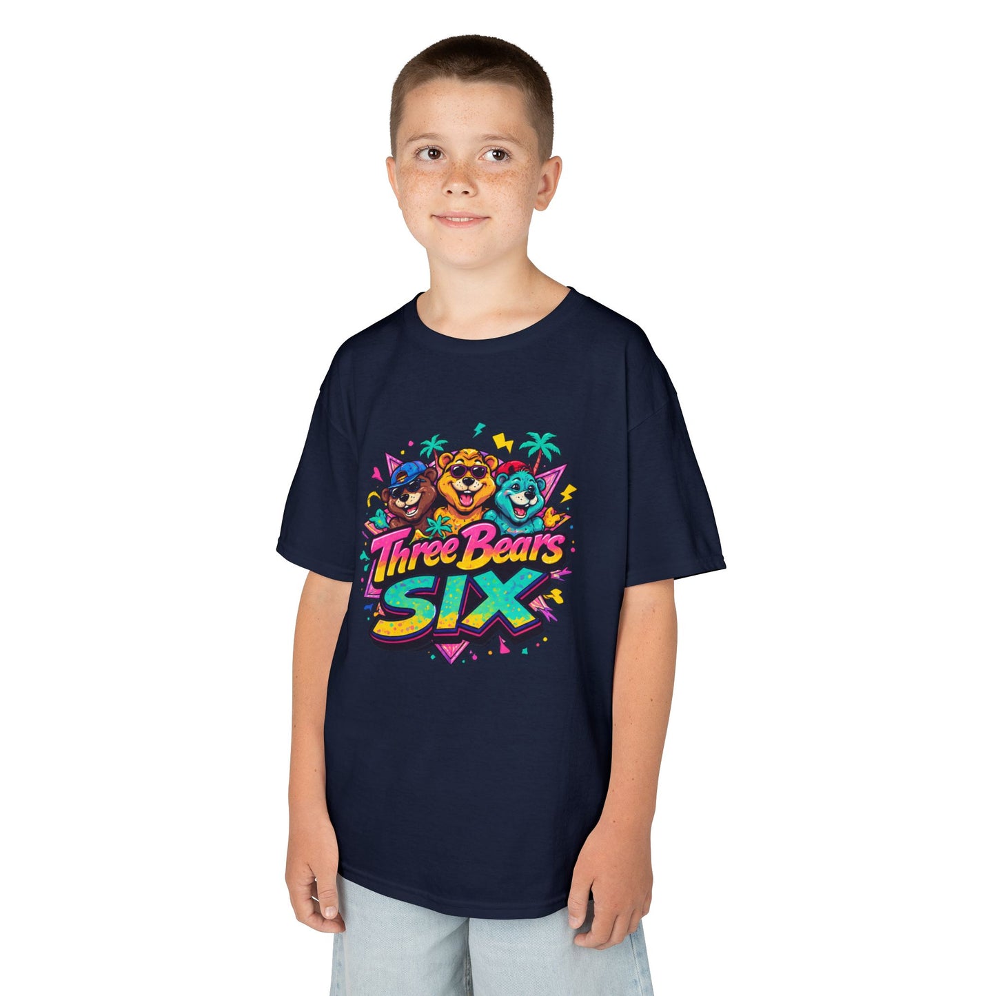 Three Bears SIX - Colourful Retro Cartoon Bear Birthday Tee