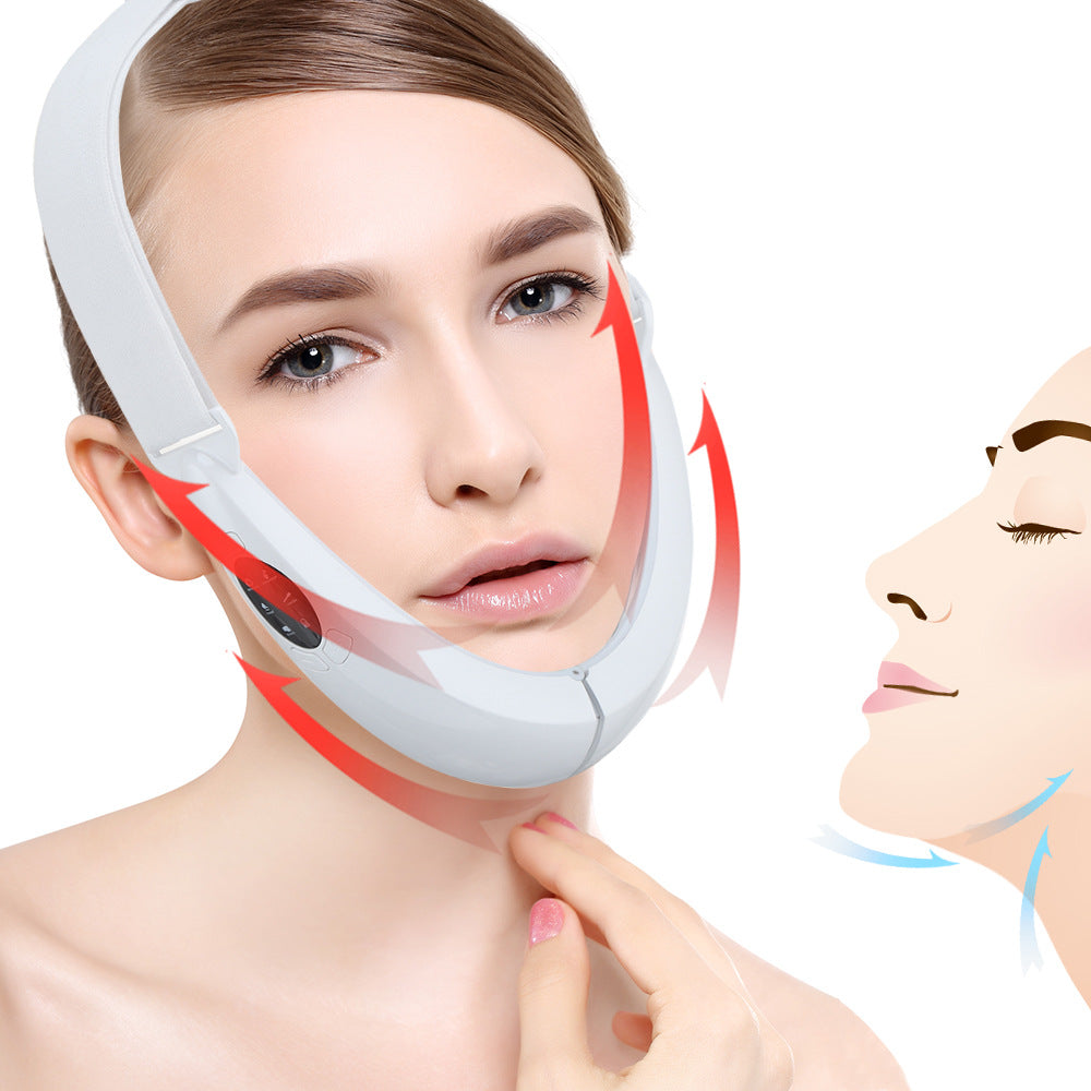 LED facial massage band worn under the chin and around the face
