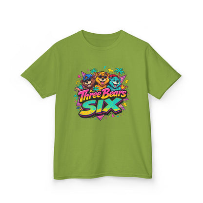Three Bears SIX - Colourful Retro Cartoon Bear Birthday Tee