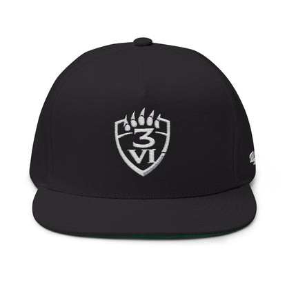 Embroidered 3VI Bear Claw Flat Bill Cap — Snapback Hat