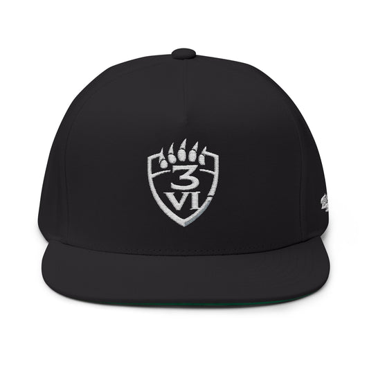 Embroidered 3VI Bear Claw Flat Bill Cap — Snapback Hat