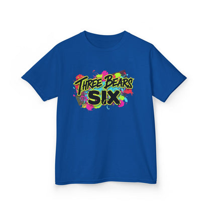 Kids T-Shirt — 'Three Bears Six' Neon Graffiti Birthday Tee