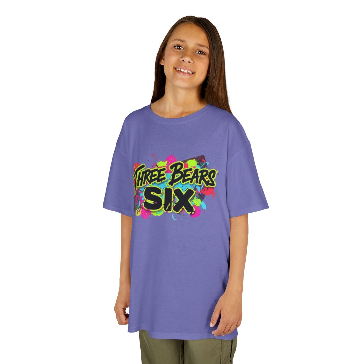 Kids T-Shirt — 'Three Bears Six' Neon Graffiti Birthday Tee
