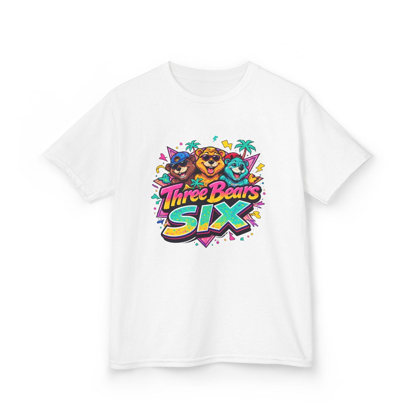 Three Bears SIX - Colourful Retro Cartoon Bear Birthday Tee