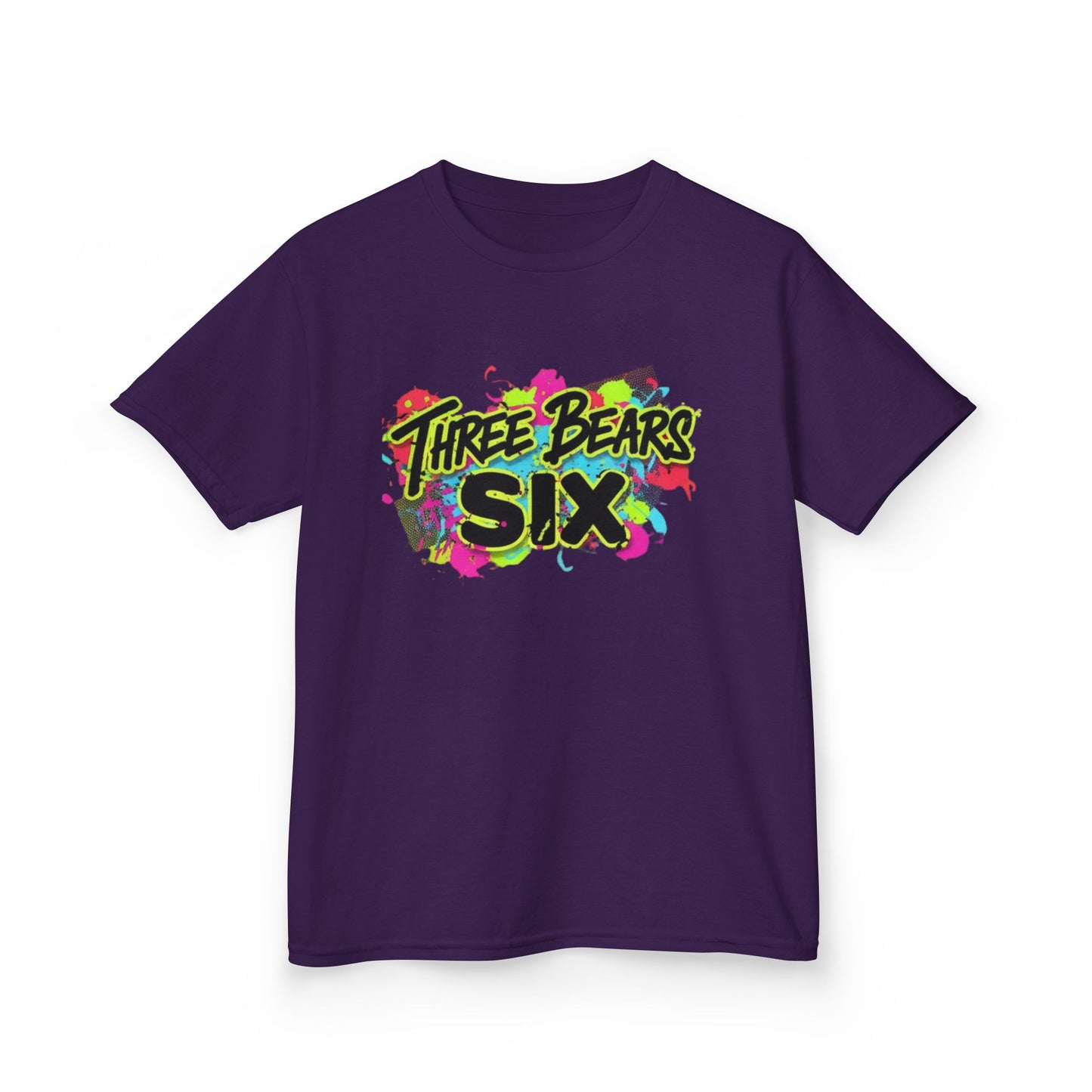 Kids T-Shirt — 'Three Bears Six' Neon Graffiti Birthday Tee