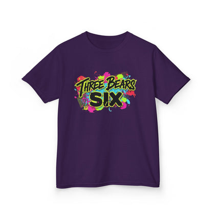 Kids T-Shirt — 'Three Bears Six' Neon Graffiti Birthday Tee